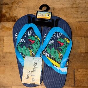 💜Boys' Blue Dinosaur Flip Flops